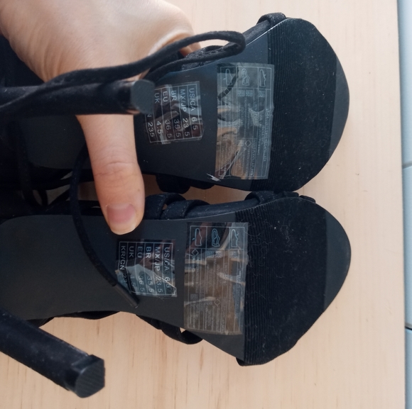 NWT Forever 21 Lace Up Black High Heels 6.5 - Picture 9 of 10